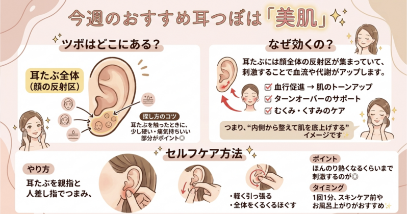 今週のおすすめ耳つぼは【美肌】のツボ✨