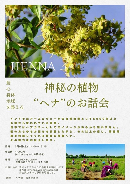 神秘の植物'ヘナ'のお話会