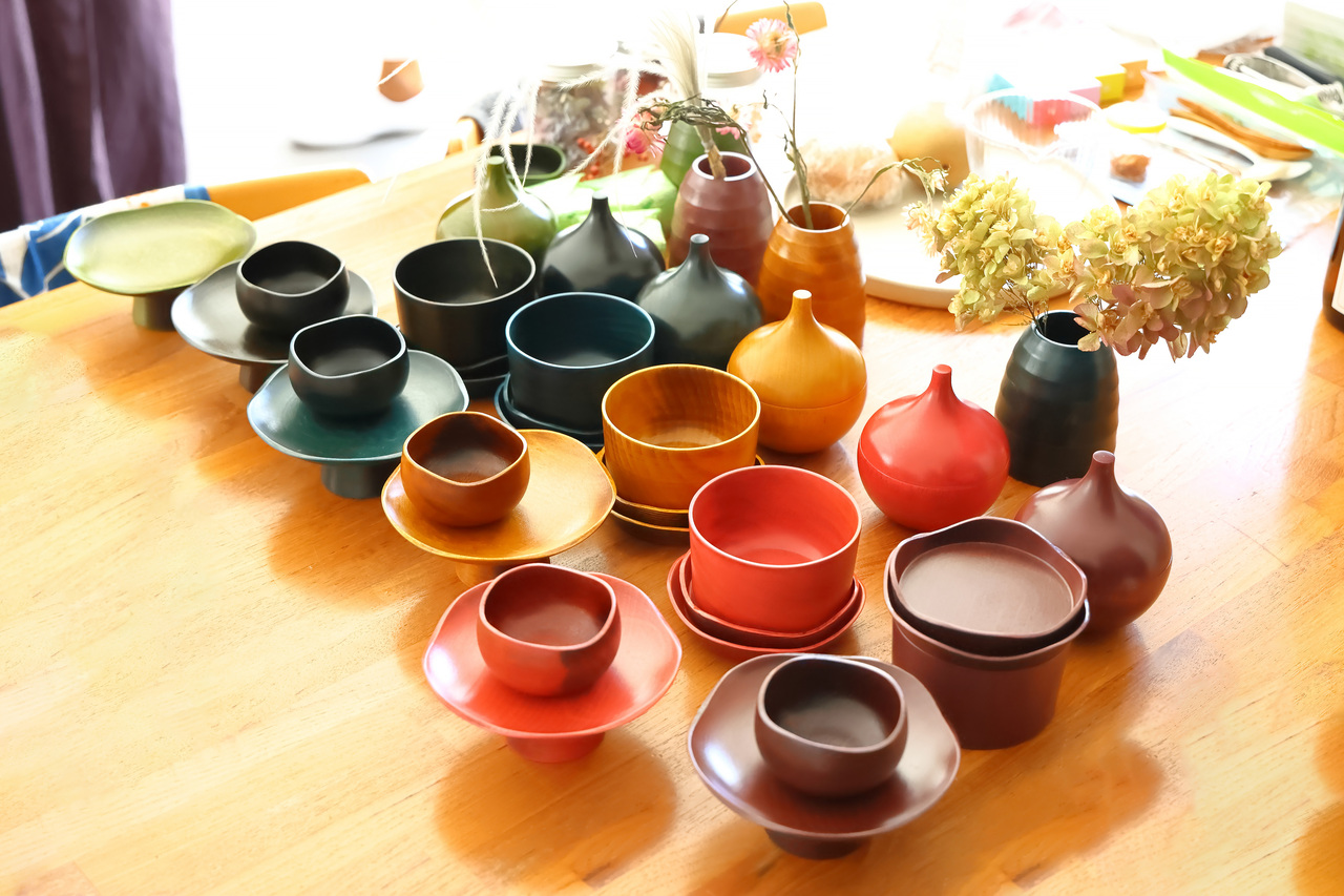 漆器の器と和紙のお花桜盆栽作り体験