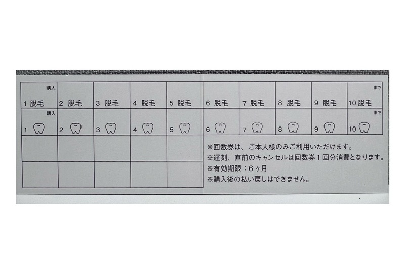 脱毛全身 １０回回数券『プロ』6万6千円（税込)