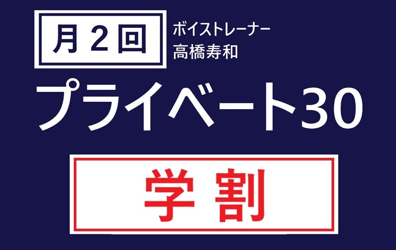 🈹【学割プライベート30分 ／ 月２回】小学生～高校生の方への学割コース（担当：高橋寿和）