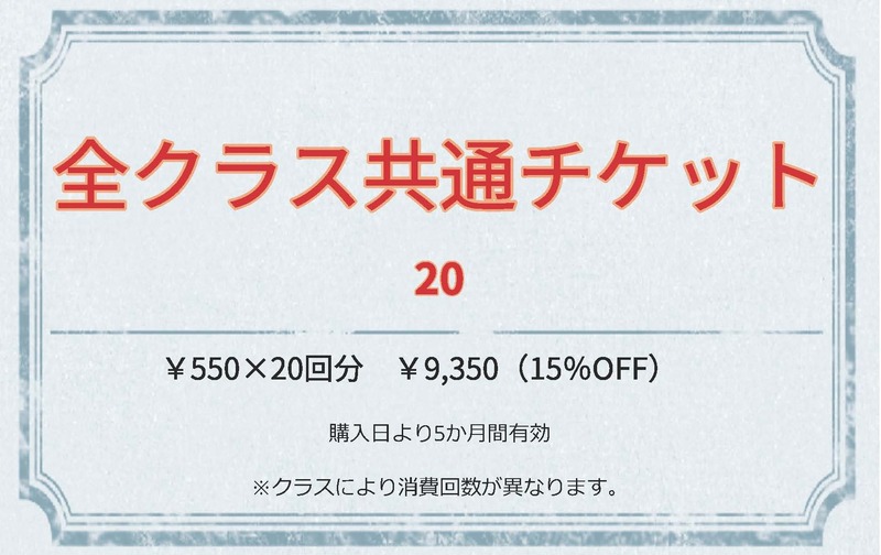 全クラス共通チケット２０