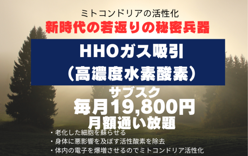 サブスク型【定額通い放題】HHO（濃縮酸素水素）ガス吸引