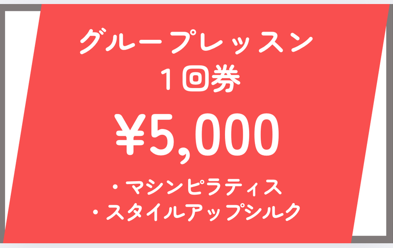 グループレッスン１回券（マシンピラティス・スタイルアップシルク）