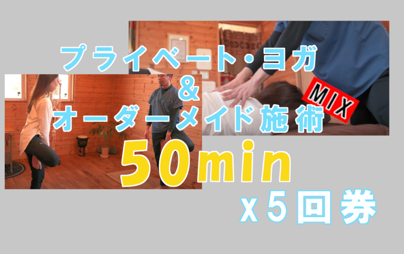 プライベート・ヨガ＆オーダーメイド施術MIX/50分　5回分※ご予約は本文下部のリンクからどうぞ