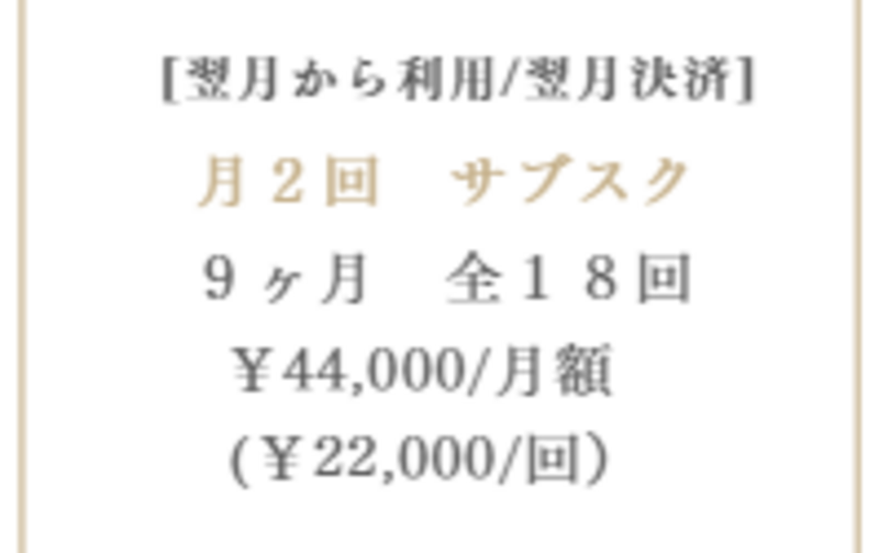 翌月から利用/翌月決済【月２回】全１８回_９ヶ月コース