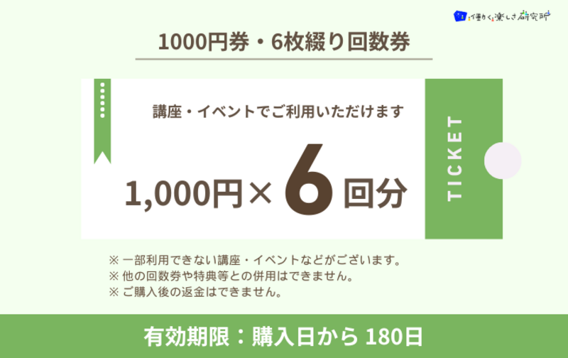 1000円券6枚綴り回数券