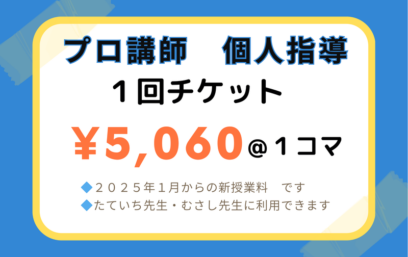 🔷プロ講師　専用　＜個人指導＞　　１回チケット 