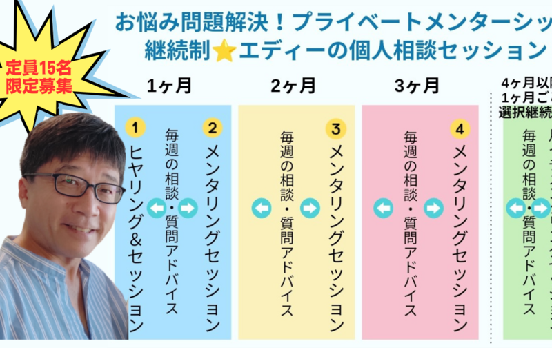 《人数限定》プライベートメンターシップ/スタートプラン(3ヶ月)