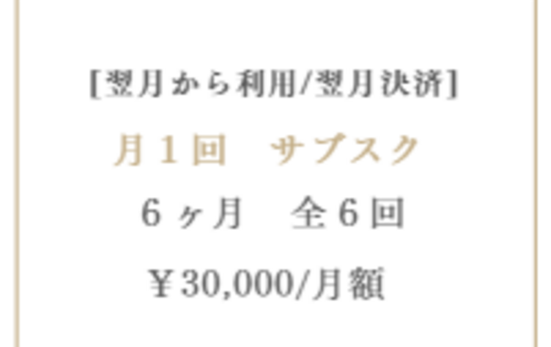 翌月から利用/翌月決済【月１回】全６回_６ヶ月コース