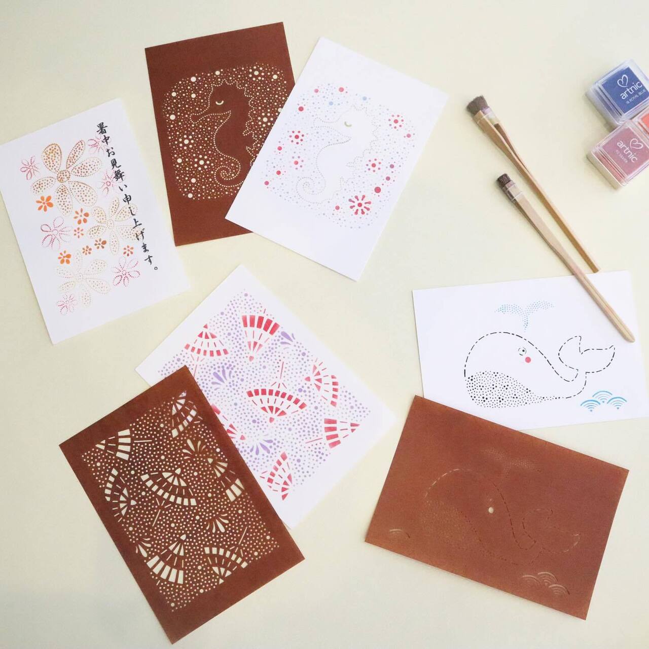 伊勢型紙ポストカード染め体験／Ise Katagami Stencil Dyeing Workshop