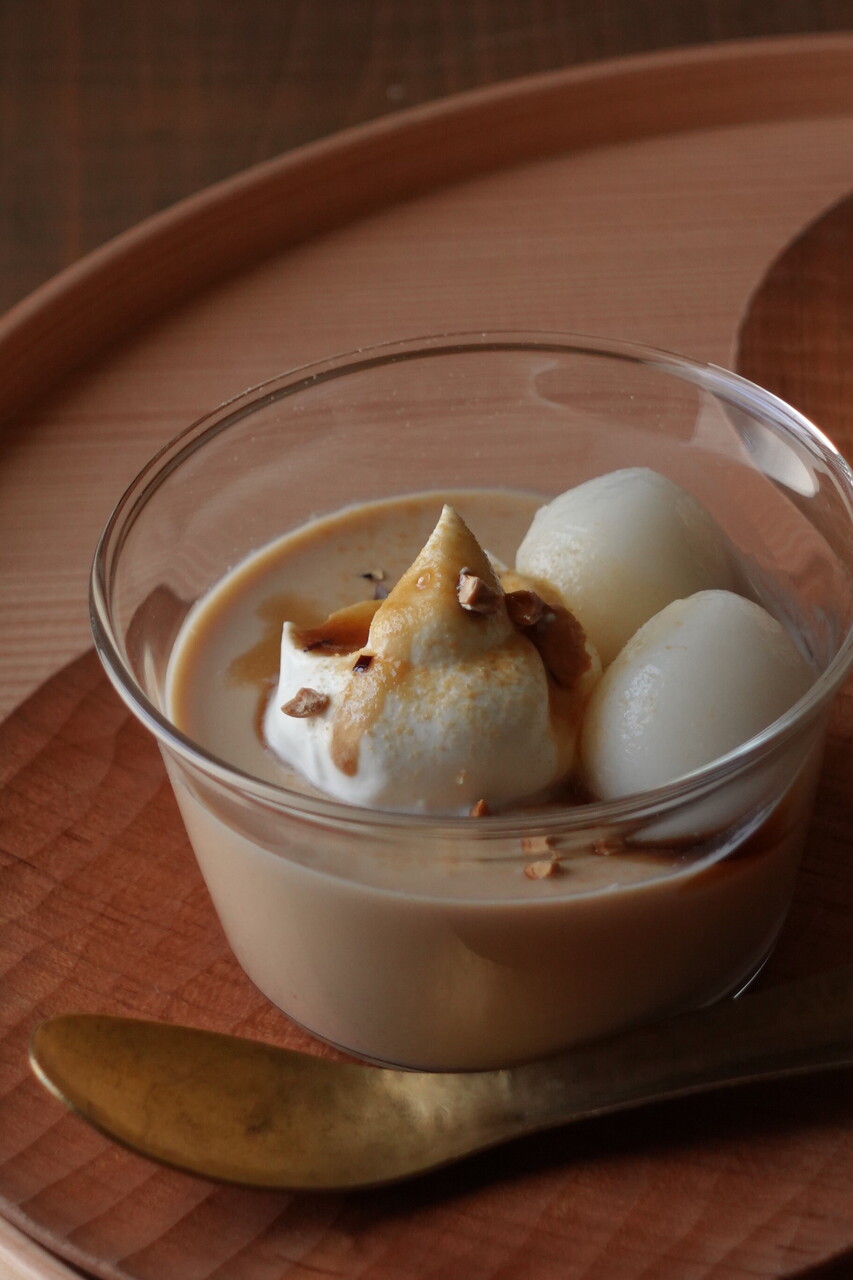 2月和菓子教室【椿もち】【香ばしきな粉プリン】