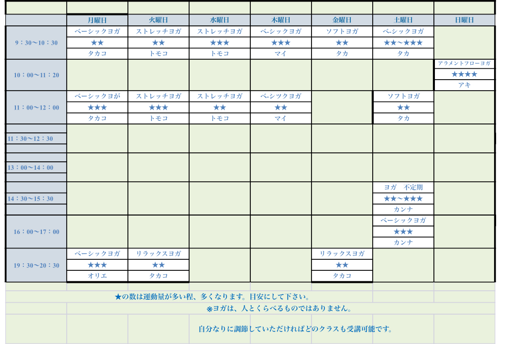 日曜日AM アライメントフローヨガ運動量⭐️⭐️ ⭐️ ⭐️