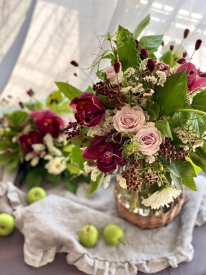 SPECIAL【1月限定 カスミソウと小花のクラッチブーケ】可愛すぎるまるいクラッチブーケを束ねる特別なブーケレッスン