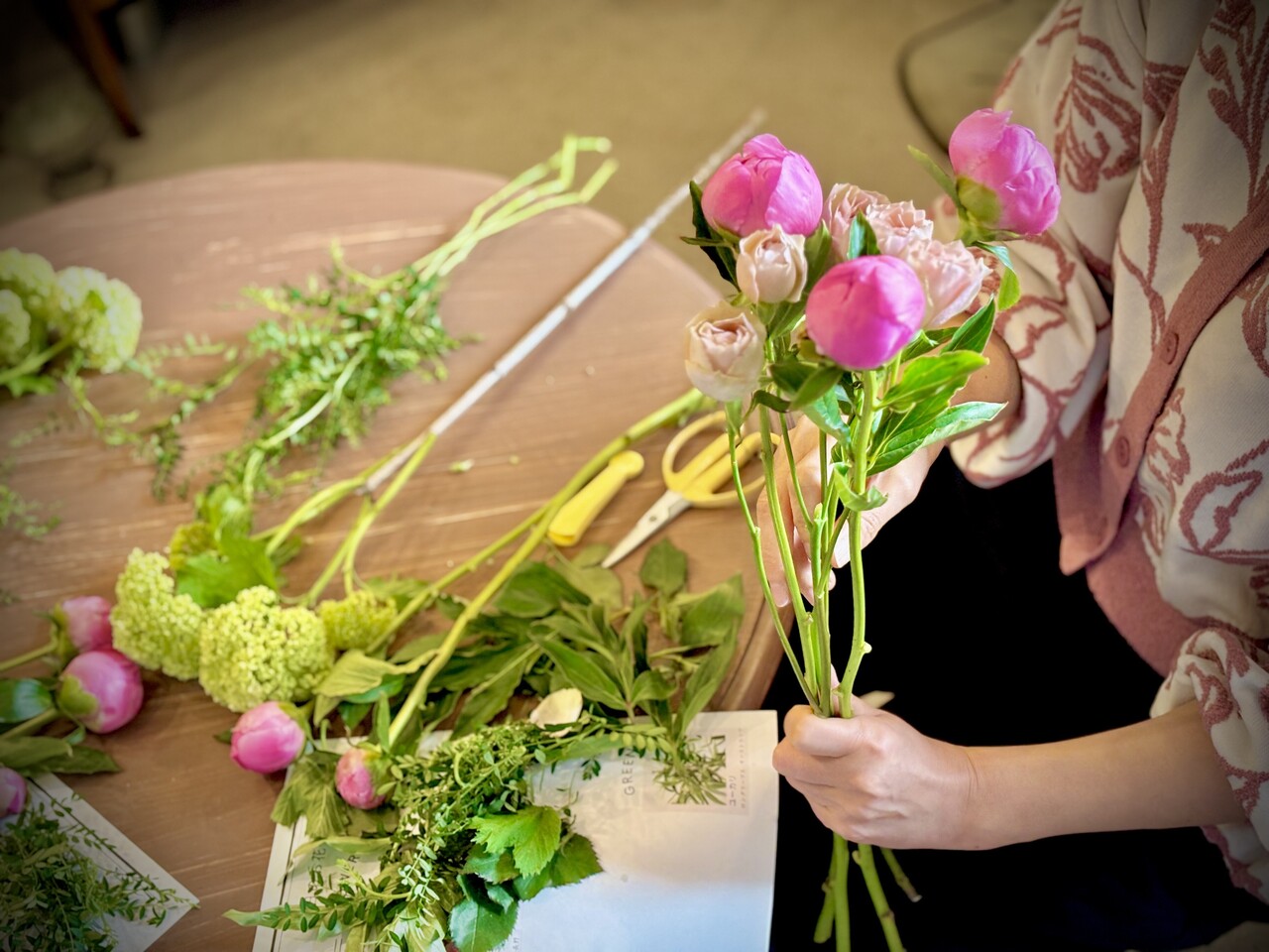 店内フラワーアレンジメントレッスン