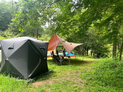 【愛知：ゾレンキャンプ場】天然川風呂テントサウナ1日貸切予約ならこちら