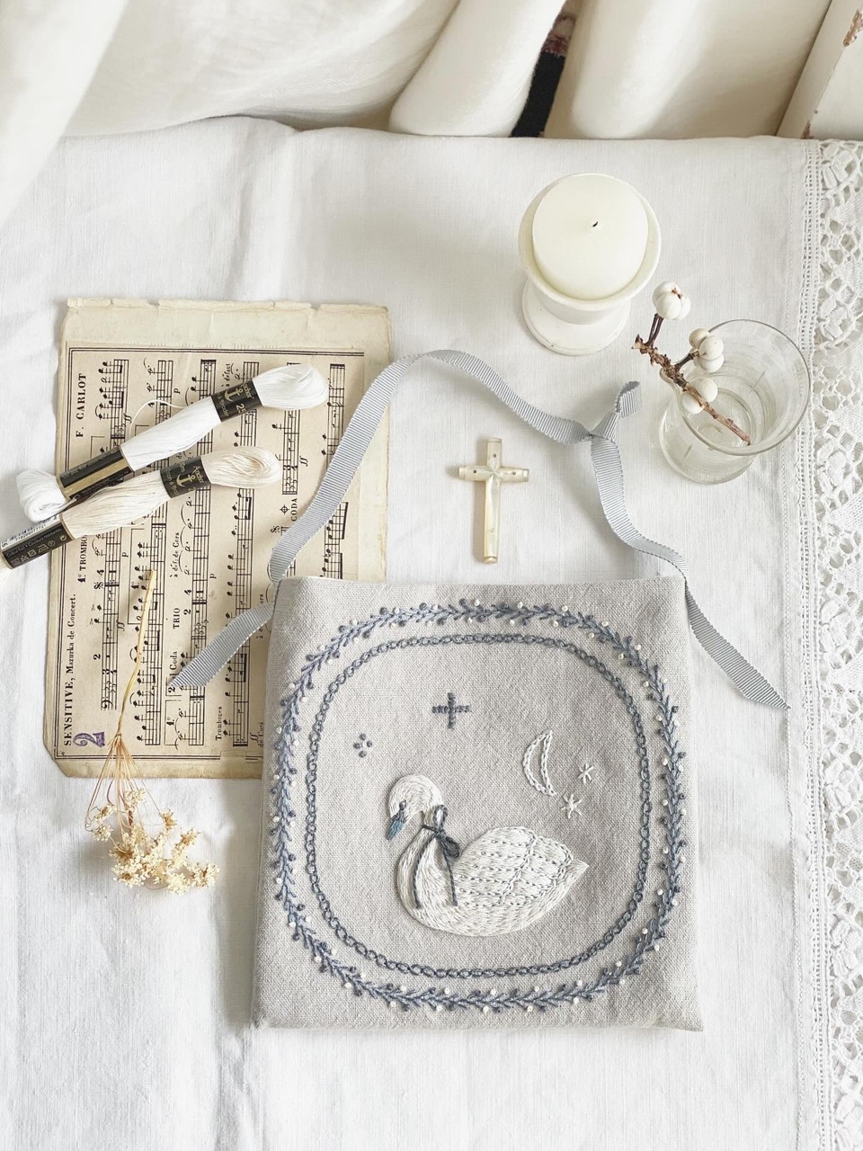 〔刺繍１dayレッスン〕動物刺繍の日；白鳥の会