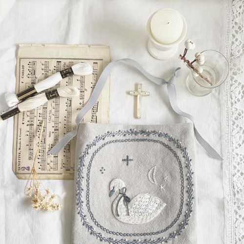 刺繍1dayレッスン〕動物刺繍の日；白鳥の会