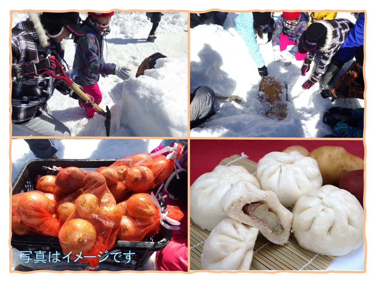 雪中野菜を掘り出してじゃがいも肉まんを作ろう