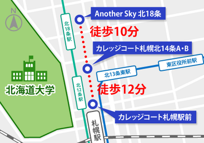 【見学希望受付】カレッジコート札幌駅前＆カレッジコート札幌北14条＆Another Sky 北18条（24時間受付中）