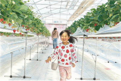 【土日祝日】いちご狩り体験４５分／贅沢ハウス１棟１組貸切