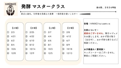 発酵 マスタークラス2026年生【上級クラス卒業者対象】