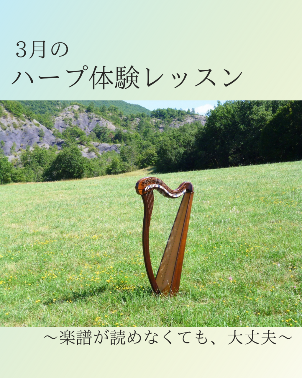 3月のハープ体験レッスン