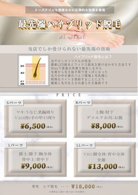脱毛menu【最先端ハイブリッド脱毛】