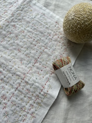  刺し子ふきん　＊＊ たんぽぽの綿毛 ＊＊　NONA Sashiko ワークショップ