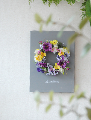 パンジー・ビオラのキャンバスリースLesson（仮予約）｜アトリエBell Rose