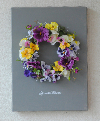 パンジー・ビオラのキャンバスリースLesson（仮予約）｜アトリエBell Rose