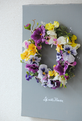 パンジー・ビオラのキャンバスリースLesson（仮予約）｜アトリエBell Rose