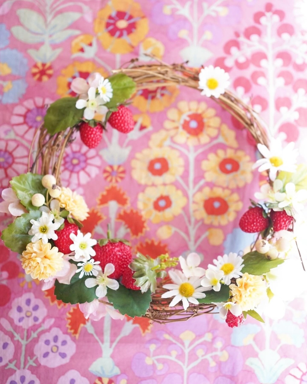 4月＊Special class**【リース】イチゴと春の小花のリース♪（アーティフィシャル）