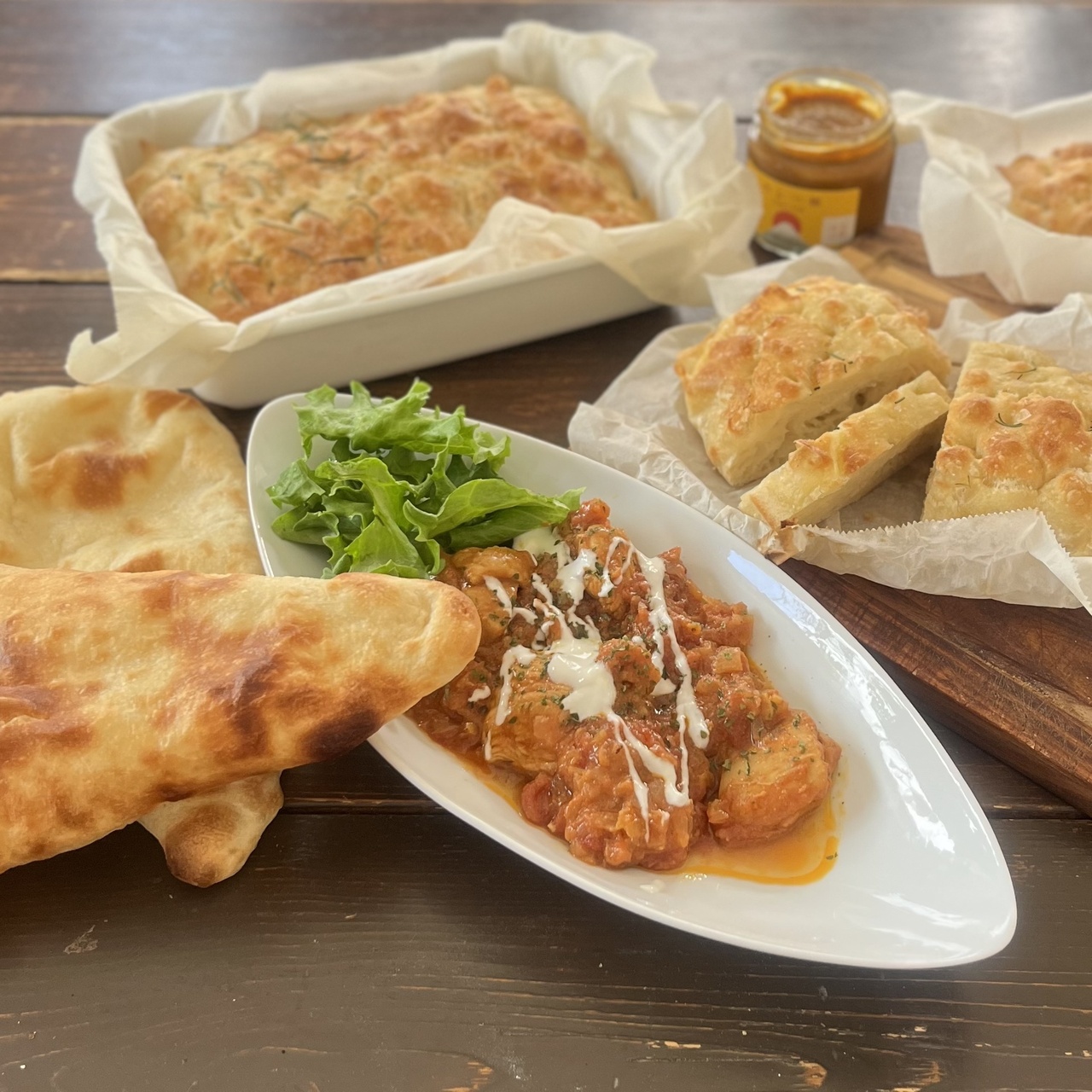 究極のストレート法で2種のパン！高加水フォカッチャ&ナン、手作りカレー麹のバターチキンカレー、カレー麹のお土産付き