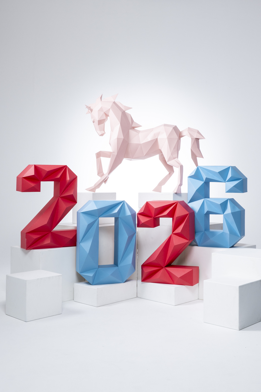 馬のペーパークラフトで撮る年賀状撮影会