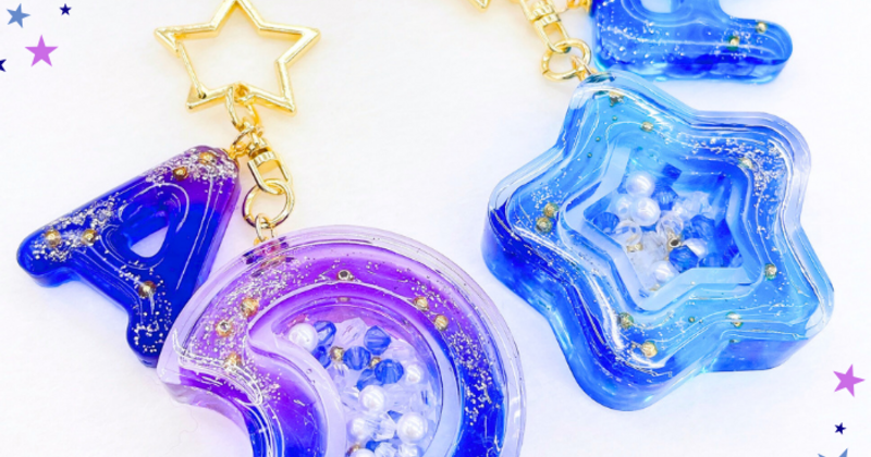 福山蔵王店】レジンで作る星空のダブルシェイカーキーホルダー