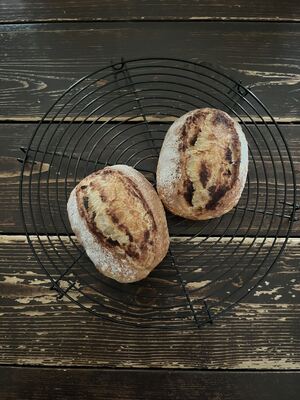 チョコマーブルかぼちゃカンパーニュ & シナモンシュガートップのクッペ レモン塩麹のサーモンとじゃがいものロースト