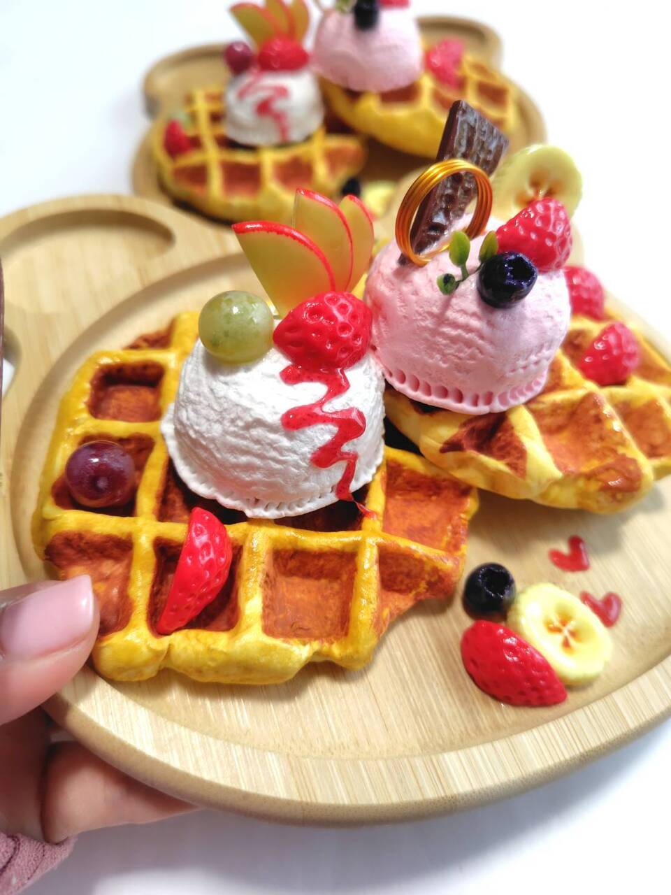 【Keitto Oppi】樹脂粘土WS ♪～いちごワッフル☆メモクリップ～