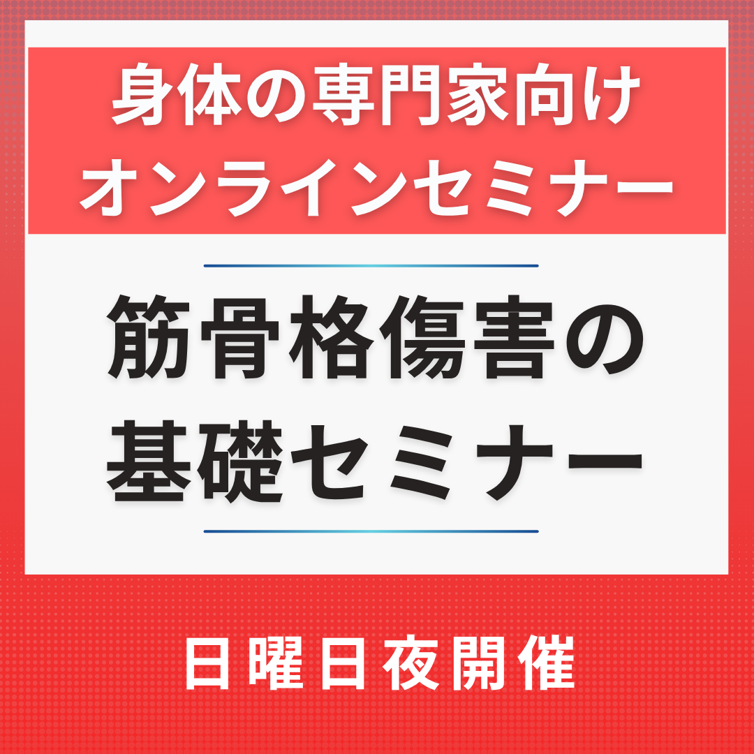 筋骨格傷害の基礎セミナー -復帰に向けたトレーニング方針決定の土台づくり-