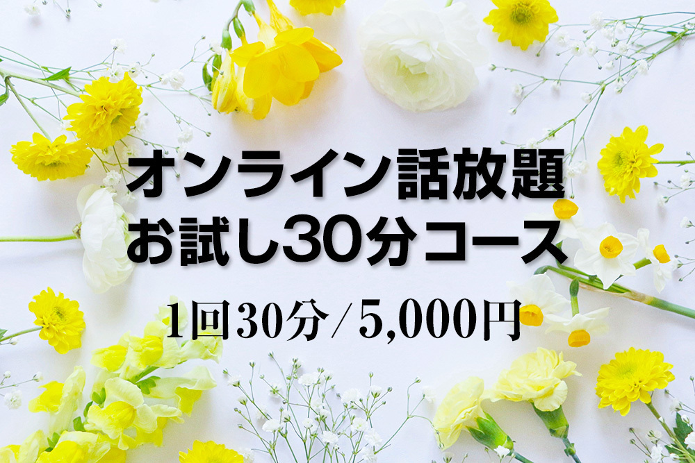 オンライン話放題お試し30分コース　1回30分/5,000円