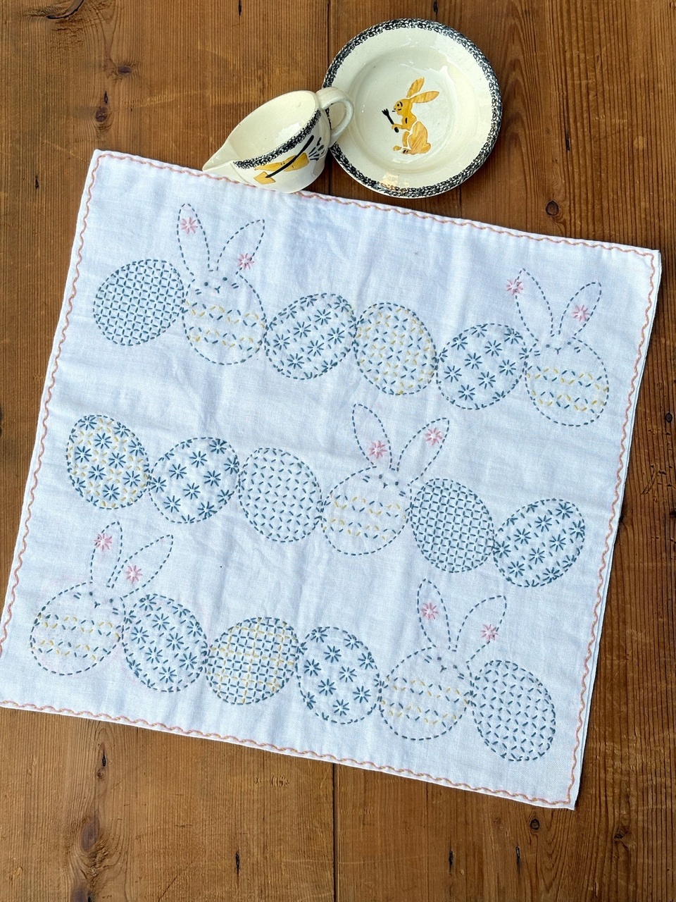 イースターエッグのうさぎさんふきん　NONA Sashiko