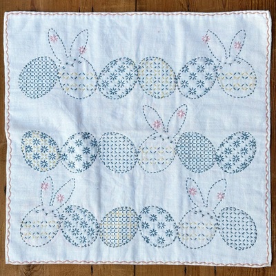 イースターエッグのうさぎさんふきん　NONA Sashiko