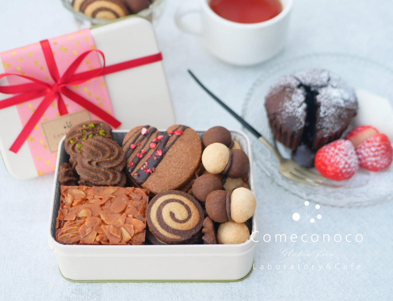 【 季節の米粉お菓子レッスン 】米粉のバレンタインクッキー缶＆フォンダンショコラ