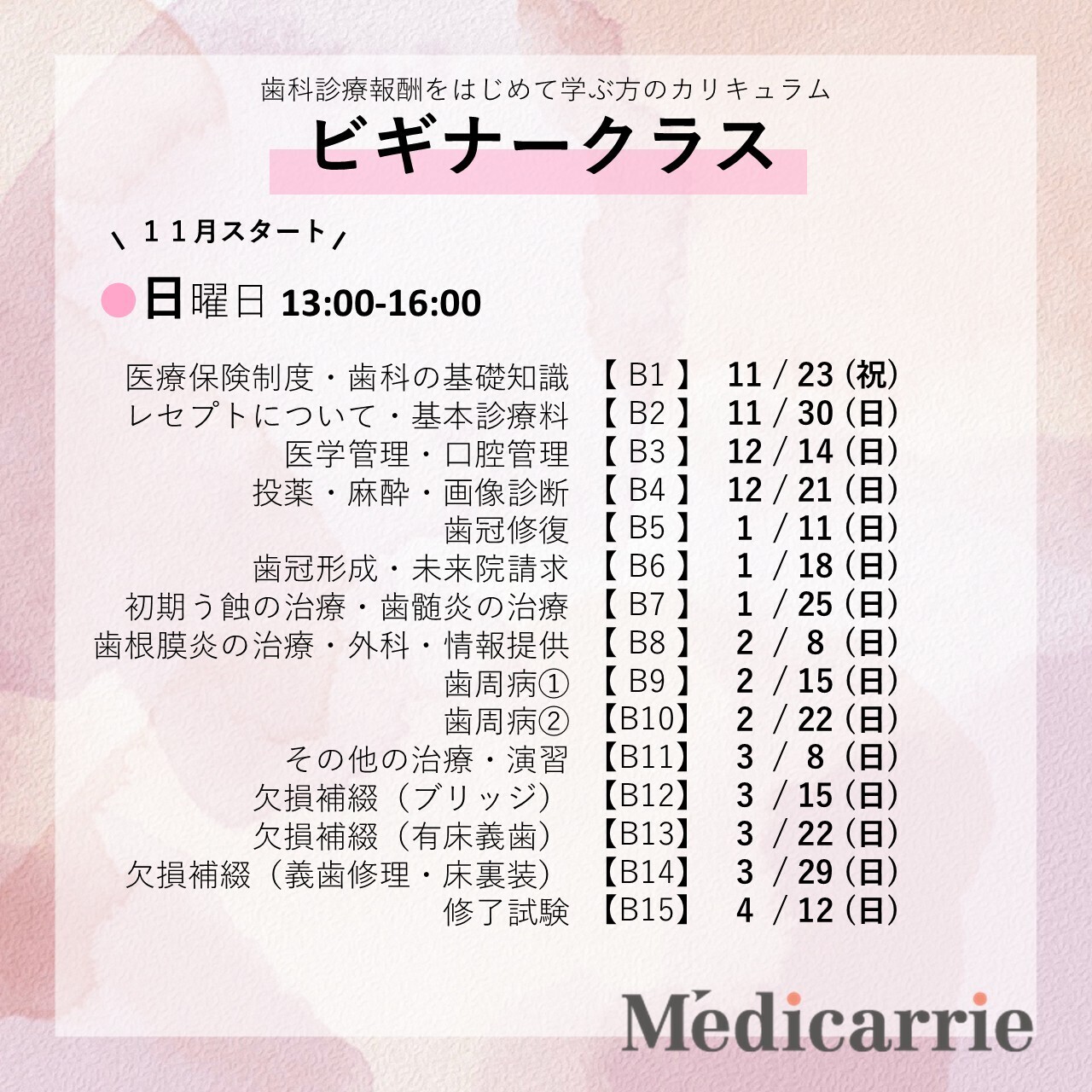 ビギナークラス【B1】医療保険制度・歯科の基礎知識
