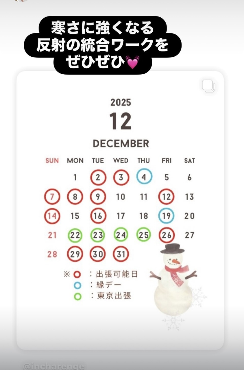 反射の統合ワークin福岡市　開催日(１２月４日、１９日)