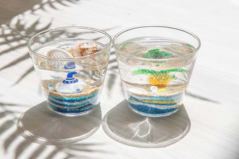 グラスアートキャンドル 秦野】夏の自由工作！キッズクリエイティブ研究所-グラスサンドジェル