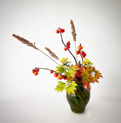 【瓶花レッスン】瓶花を学ぶ！家のインテリアに活かせる投入れを初心者から丁寧に　～松風レッスン～