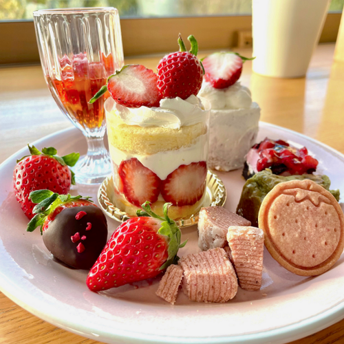/ 桜井 préms（ 📍Café ⌇ 2枚セット いちごデザートプレート　約21cm クレイユモントロー 奈良 @prems_kashiyahitohako ） 食器