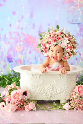 ２月２７日　おすわり赤ちゃん限定　フラワーボンネット撮影会