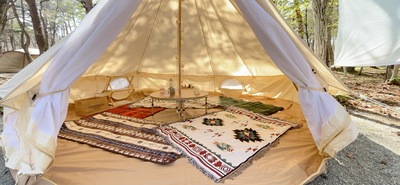 宮城でキャンプ！ベルテント＆焚き火・バーベキュー用品一式レンタルプラン